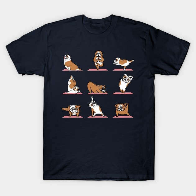 English Bulldog Yoga T-Shirt by huebucket